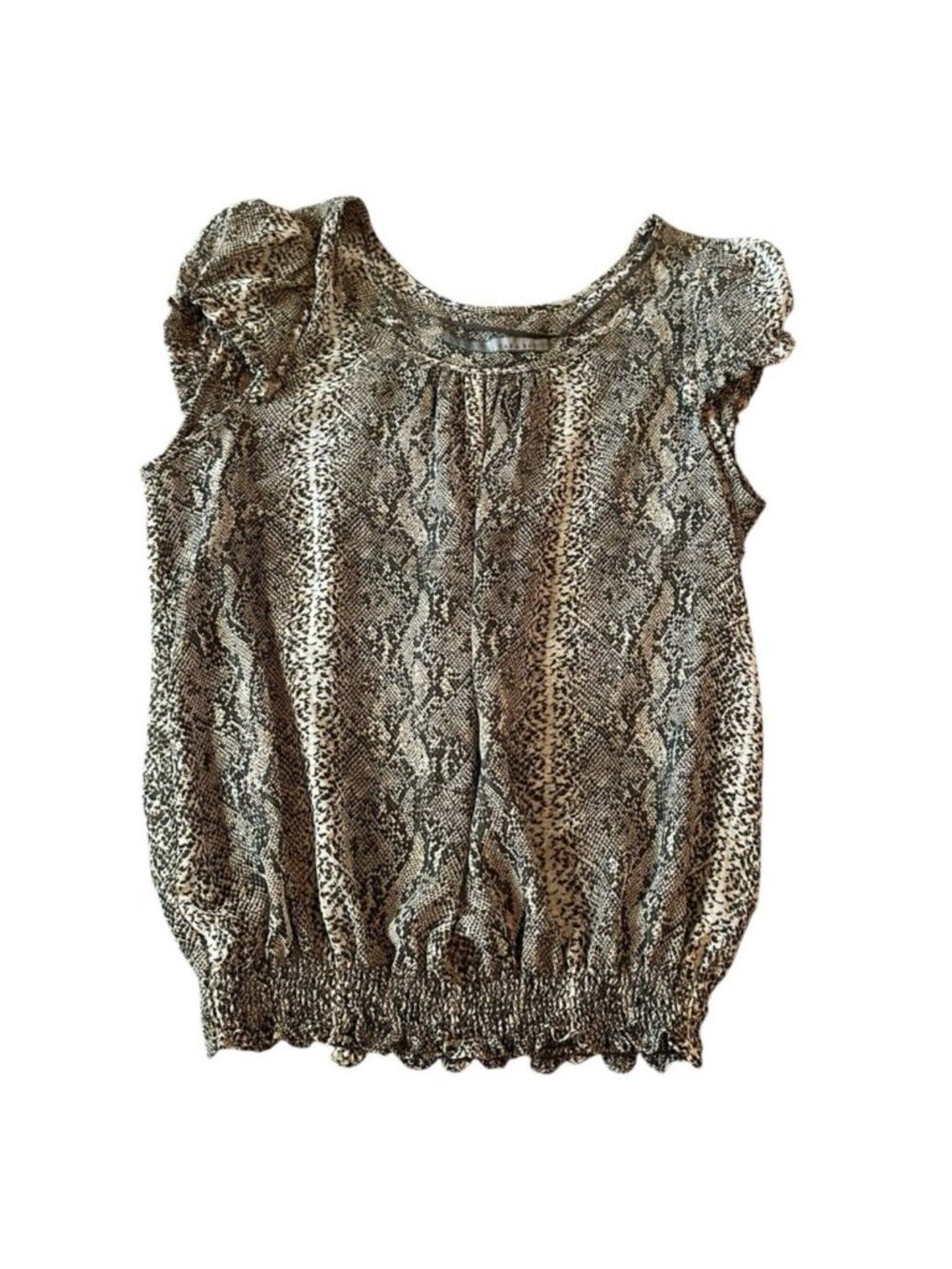 Zara Brown Black Leopard Blouse S Cheetah Ruffle Y2K Office Indie Streetwear